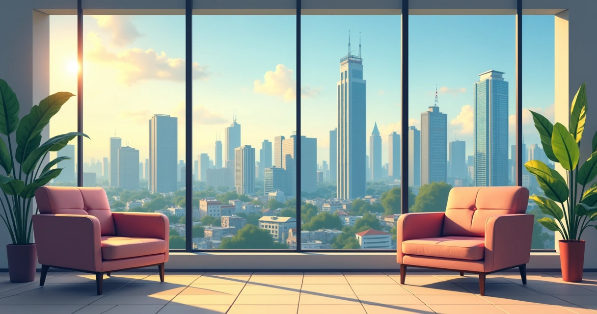 Ilustração corporativa flat de contadores em ambiente urbano de São Paulo enfrentando desafios e soluções de marketing digital